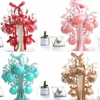 

10pcs box +Love tree 8 kinds of color clear new cute wedding box creative gift box ball European style for Candy Box bowknot