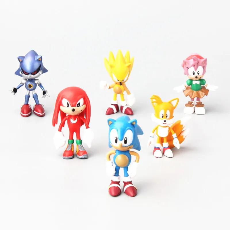 6 unids/set Sonics Boom raro el Dr. Eggman la sombra de los nudillos colas Amy Super Metal Sonics de modelo de figura de acción Juguetes