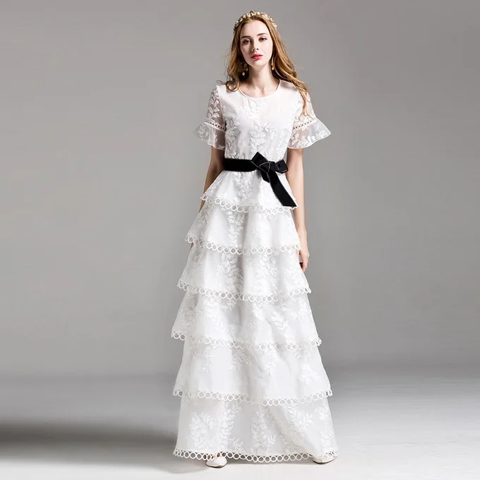 XXL Wedding Party Women Long Dress 2017 Summer Fashion Ladies O Neck