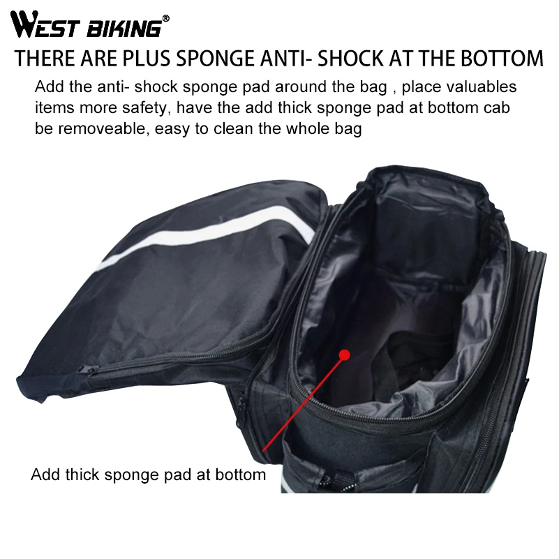 WEST BIKING сумки для велоспорта, велосипедная сумка на заднее сиденье, дорожная сумка MTB, черная сумка для багажника с дождевиком, Аксессуары для велосипеда