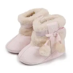 Детские ботинки для девочек зимние мягкие плюшевые детские пинетки Нескользящие теплые милые мяч мягкая подошва детские зимние ботинки