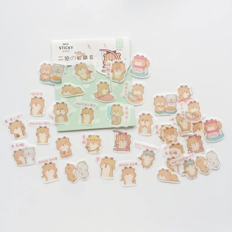 

40pcs/Pack Cute Bear Cat Adhesive Stickers Decorative Scrapbooking Diary Album Stick Label Paper Decor