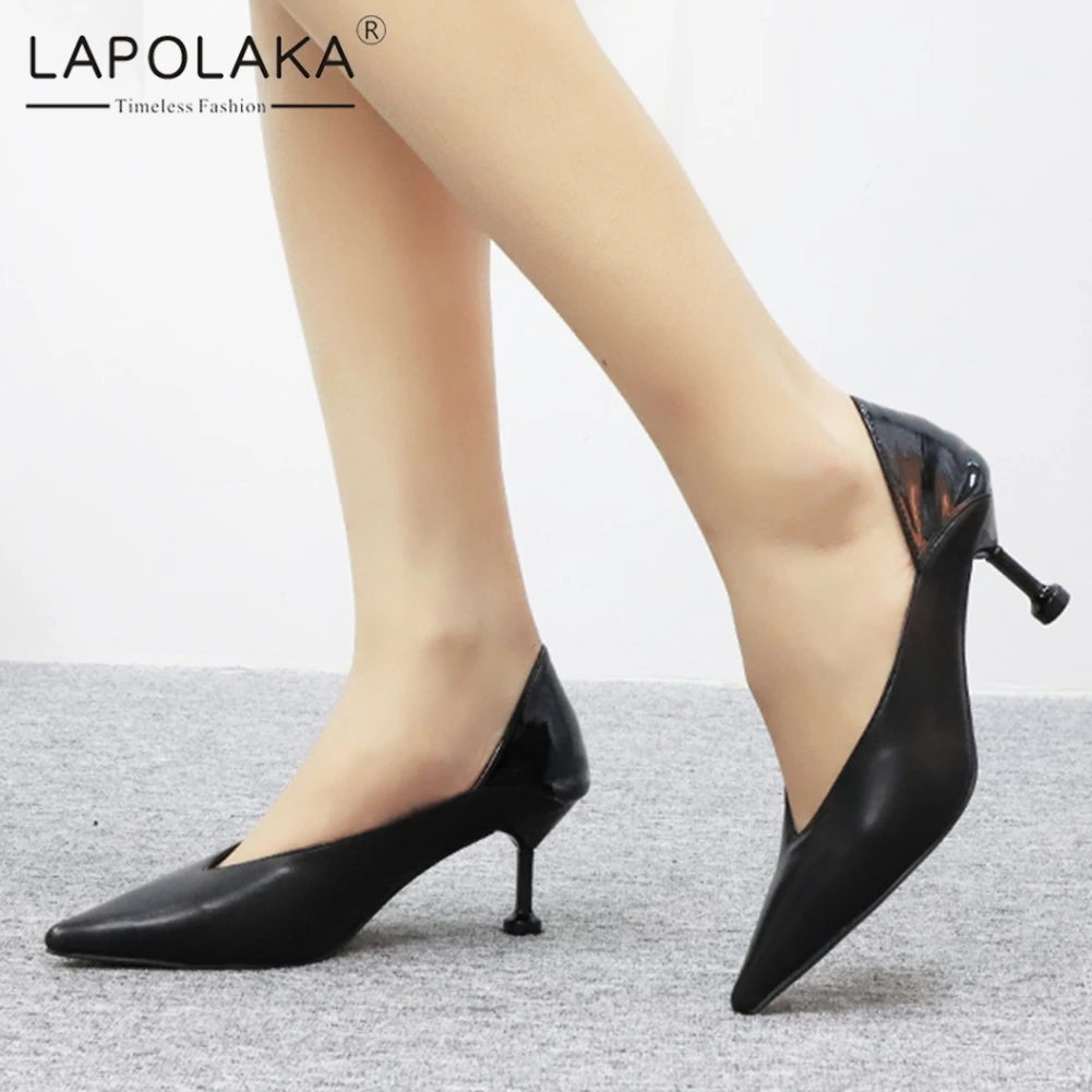 

Lapolaka 2019 New Fashion Chic Concise Pumps Woman Shoes Female Pointed Toe Slip On Mix Color Strange Style Shoes Woman Pumps