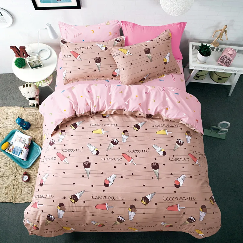 

3pcs King Size Cartoon Bedding Sets Queen Size Cute Girl Duvet Cover Sets Flash Pattern for Boys Pillowcases Bed Linen