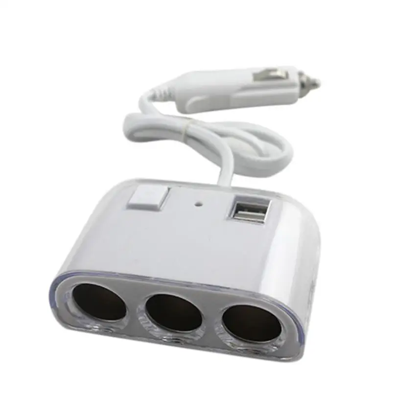 

2018 NEW 2 USB Cigarette 3 Way Car Lighter Socket Splitter Charger Power Adapter Dual usb car cigarette lighter adapter july12