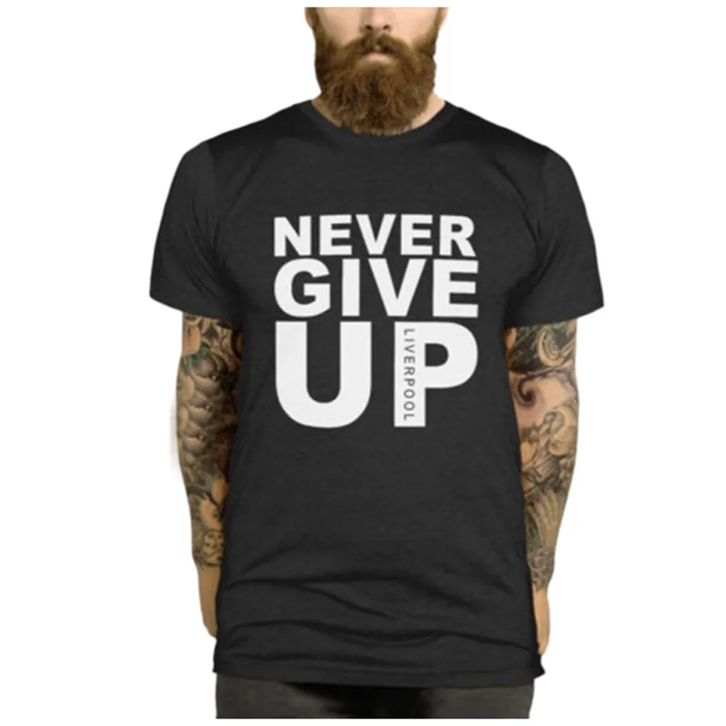 Мужская футболка с круглым вырезом Never Give Up Повседневная короткими рукавами и