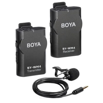 

Boya BY-WM4 Wireless Studio Condenser Microphone System Lavalier Lapel Interview Mic for iPhone Canon Nikon Camera Smooth 4