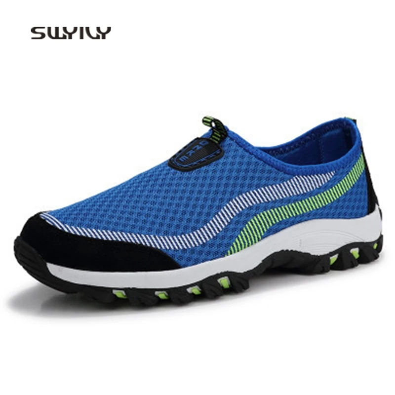 SWYIVY Men And Women Hiking Shoes Mesh Breathable Large Size44 Sneakers 2018 Outdoor Non-slip Ultra-Light Unisex Sport Shoes