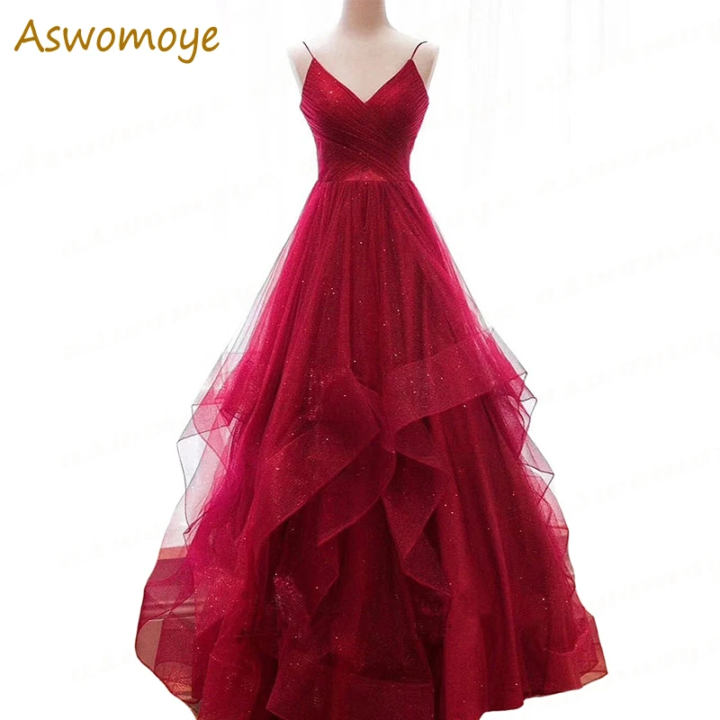 Gallina temporal término análogo Vestido de noche rojo vino, primavera 2019, Sexy, Espalda descubierta, con  tirantes finos, cuello en V, línea a, alta costura|Vestidos de noche| -  AliExpress