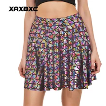 2003 Новая летняя сексуальная девушка; доступны все цвета радуги чешуя Русалки с черлидеров пачка короткая юбка Для женщин плиссированные мини-юбки плюс Размеры