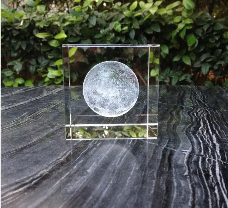 Уникальный дизайн кристалл 3D лазерный куб с Луной пресс-папье как художественная коллекция для дома, бара, настольный декор