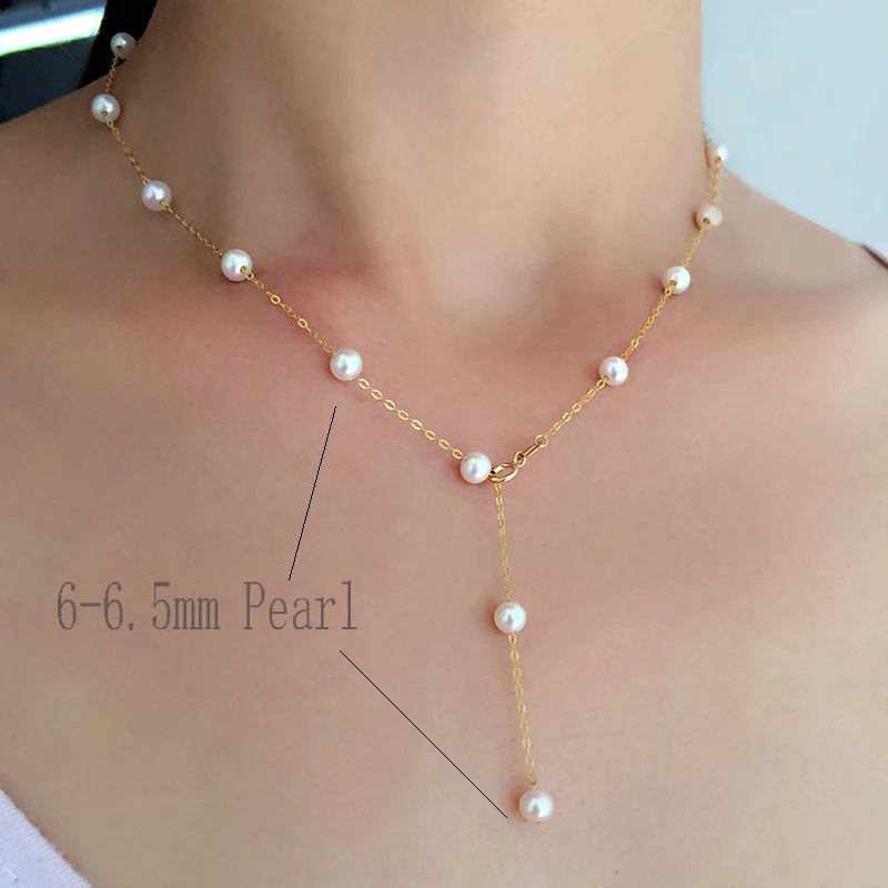 Multiple pearls chain Y necklace6-7mm 