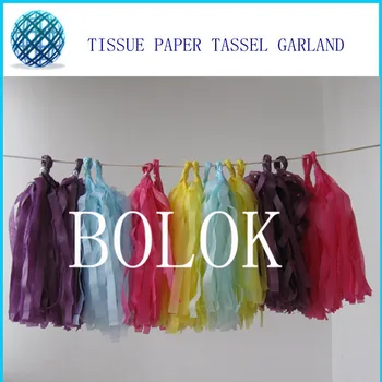 

20sheets (4 package)Tissue Paper Tassel Garland 35cm long 50cm width First Birthday Party new years eve decoration