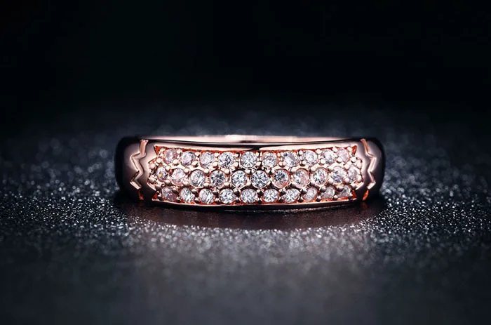 YANHUI Fine Jewelry Rings original 18KRGP Stamp Gold Filled Ring Inlay Full CZ Diamant Engagement Wedding Rings For Women JZR016