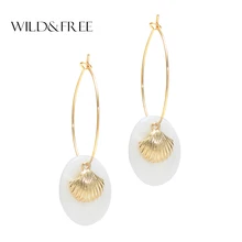 Дикие и свободные серьги-кольца, Золотая подвеска из морской раковины, ювелирные изделия для женщин, золотые маленькие обручи, женский подарок для вечеринки