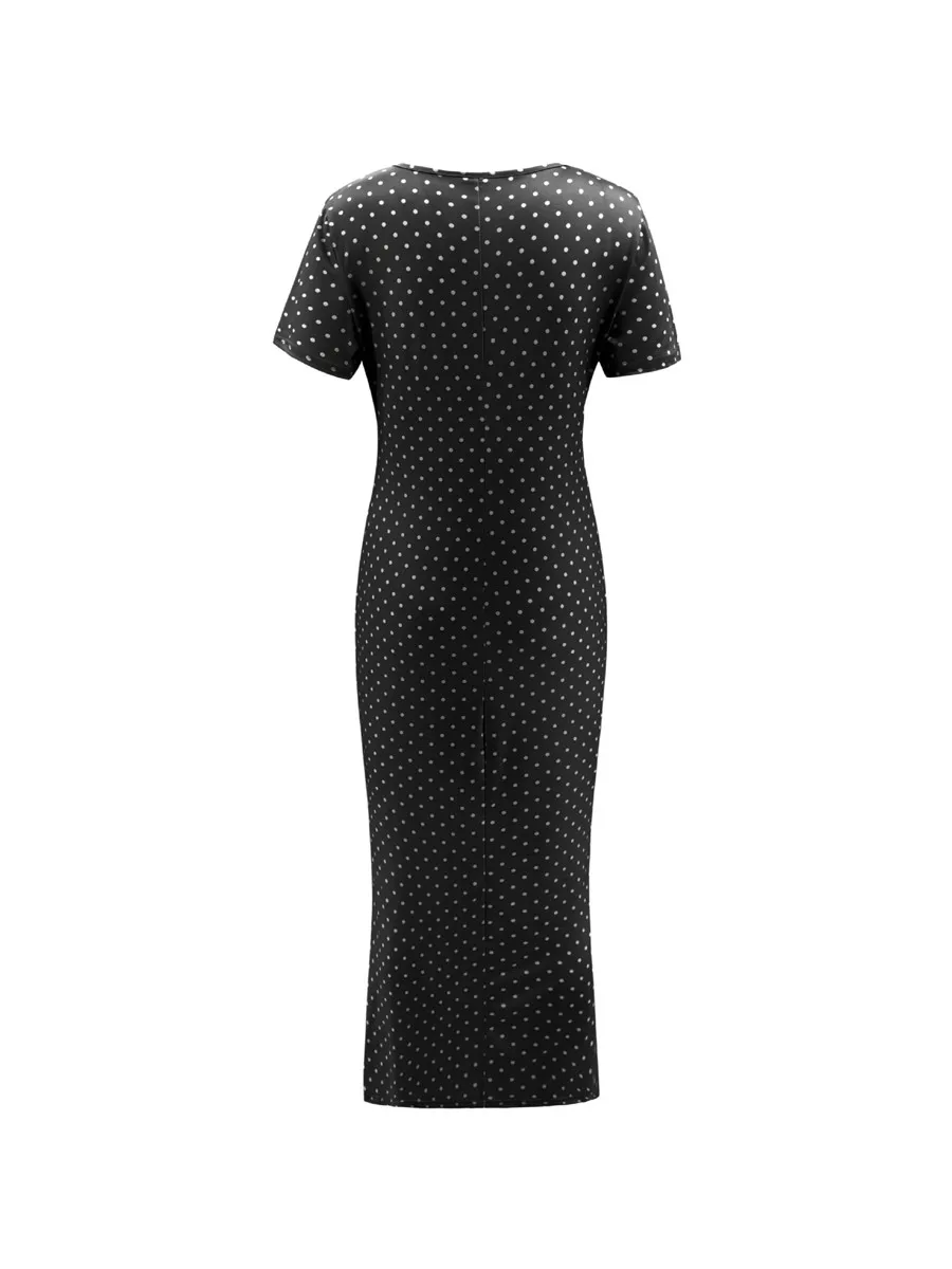 Gladiolus Sexy Bodycon Summer Dress Women 2019 Short Sleeve O Neck Polka Dot Women Maxi Dress Spring Ladies Sexy Club Dresses (21)