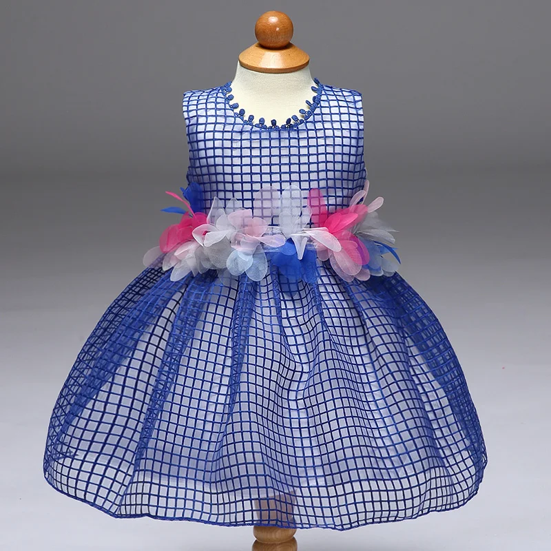 

Retail 2019 Baby Girl Clothing Lattice Style Organza Princess Dress Applique Belt Baby Summer Dresses L9062XZ