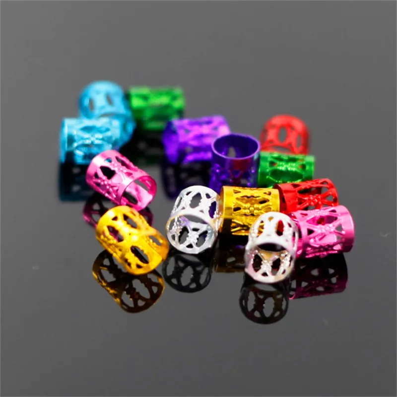 Yidensy 100pcs Aluminum Hair Braid Cuff Clip Hollow Tube Reggae Jamaica Loc Dreadlock Beads for Braids Twists Jewelry Accessory Jewelry Findings