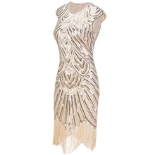 2017 Summer Vintage 1920s Flapper Great Gatsby Sequin Fringe Party Dress Plus Size Mesh Dress Women Clothing Vestidos De Fiesta