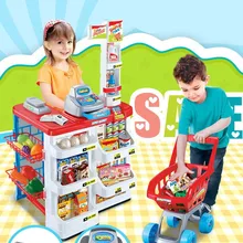 Обучающие игрушки красного цвета супермаркета кассовый аппарат корзину Набор Классические игрушки ролевые игры домашние детские игрушки на день рождения подарок Рождественский подарок