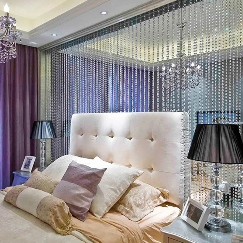 7 metros cortinas de cuentas de sala de estar de lujo cristal de