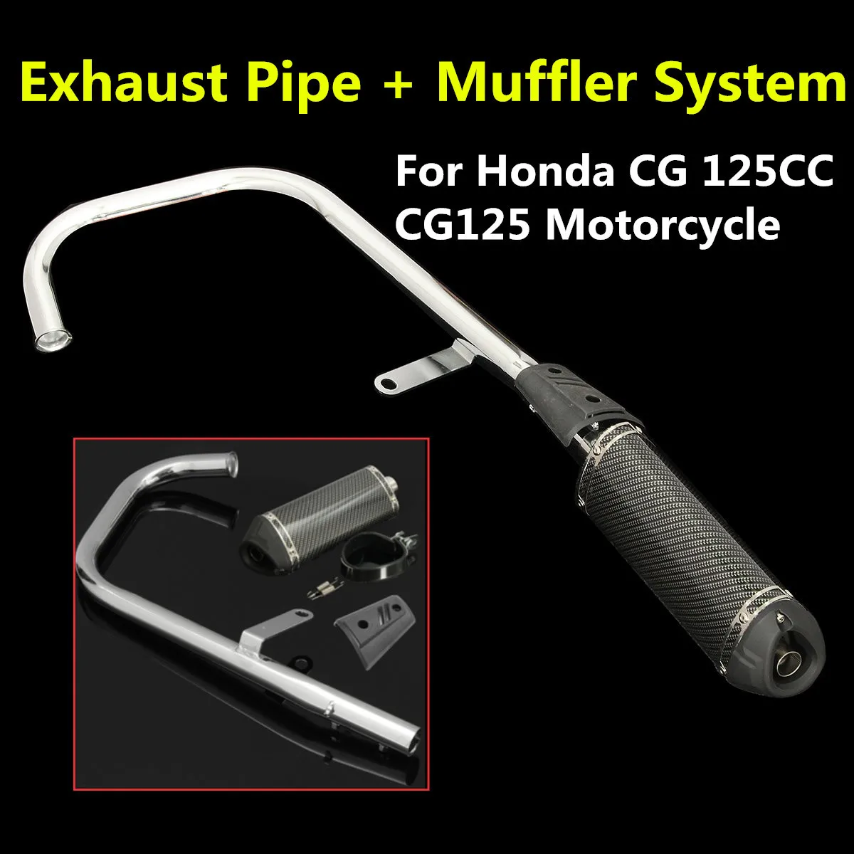 

Autoleader 1Set Motorcycle Exhaust Pipe and Muffler System Moto Bike Pot Escape Stainless Steel For Honda CG 125CC CG125