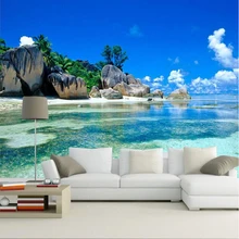 Пользовательские 3D Настенные обои холст спальня Livig комната ТВ диван фон обои океан море пляж 3D фото обои домашний декор