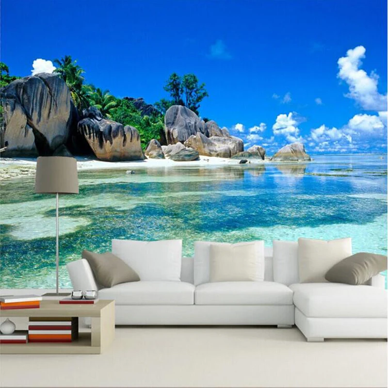 Custom 3D Mural Wallpaper Canvas Bedroom Livig Room TV Sofa Backdrop Wall paper Ocean Sea Beach 3D Photo Wallpaper Home Decor