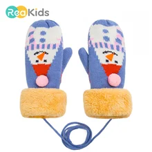 REAKIDS г.; Детские хлопковые перчатки; Детские Зимние Рождественские теплые перчатки для мальчиков и девочек; Плюшевые Милые детские перчатки с героями мультфильмов; унисекс