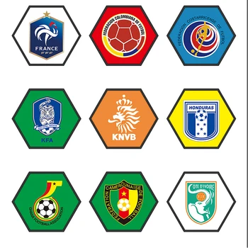 

The World Cup Cafe Pictures Football Team Emblem Hexagonal Painting 1pcs 40*35 Wall Painting for Bar Club Party Decor