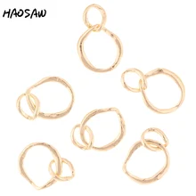 HAOSAW 19MM 6Pcs/Lot Double Loop Dangle Accessories Parts/KC Gold Earrings Accessories/Jewelry Findings/Handmade Jewelry