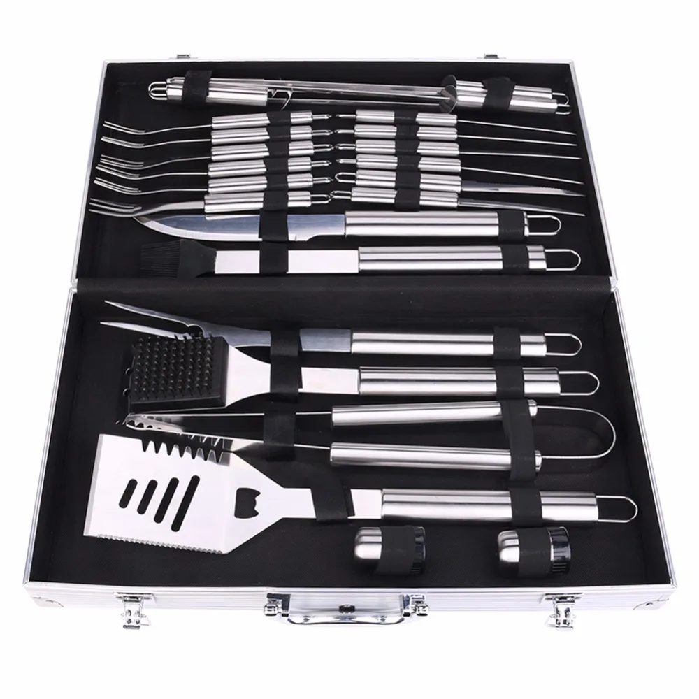 Buy 24Pcs Stainless Steel Barbecue Set w/Aluminum