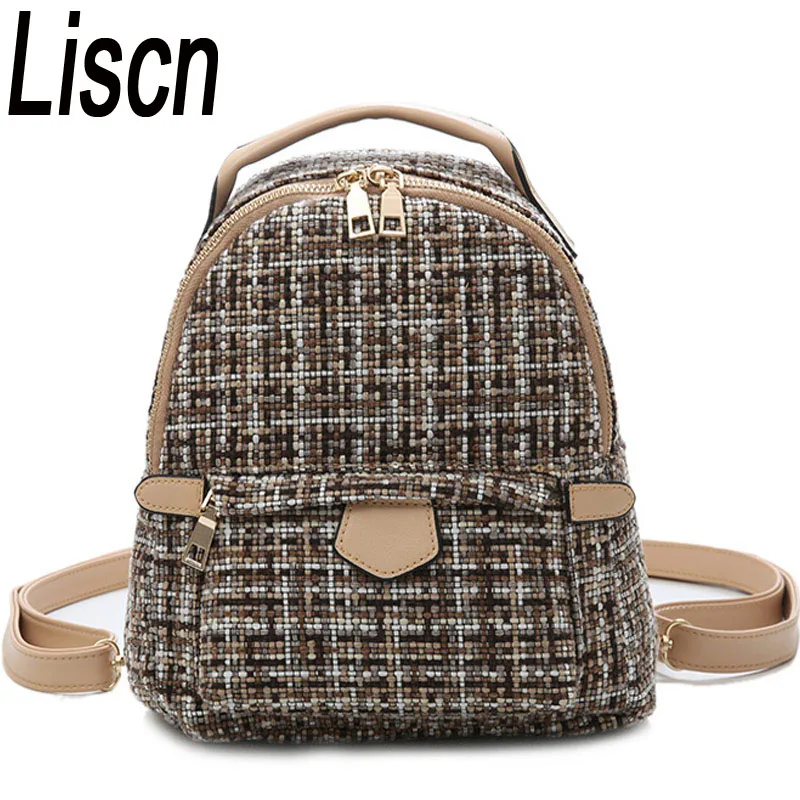 LISCN Fashion Wool Backpacks Women Bag For Teenger Girls Bags Mini Cute Leather Backpack Female Travel Rucksack mochila