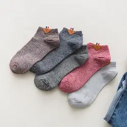 1 пара Летние Новые поступления Мужские носки Модные винтажная этикетка носки Meias джентльмен толстые линии хлопковые носки 10 цветов