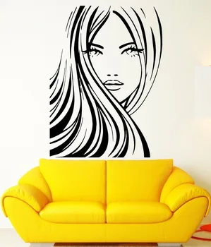

Wall Stickers Vinyl Decal Long Straight Hair Girl Face Sexy Eyelashes