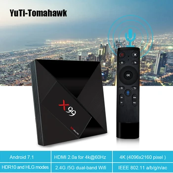 

MiNi PC 4GB 32GB Rockchip RK3399 Android 7.1 TV BOX X99 With Voice remote 2.4G/5G Dual WIFI BT4.1 4k Smart set top box X99