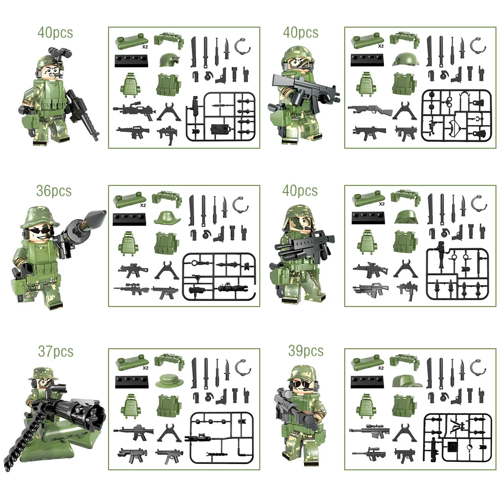 6 шт. военный человек модель собранные строительные блоки игрушки головоломка сборка камуфляж Geely одежда куклы
