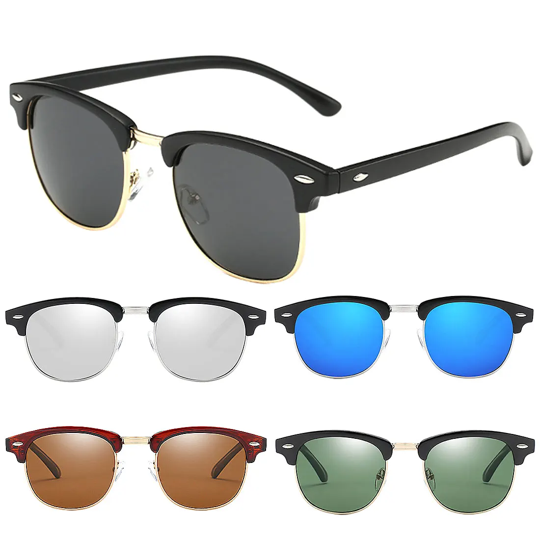 Высокое качество металла наполовину без оправы солнцезащитные очки модные очки градиент объектива Super Light Очки