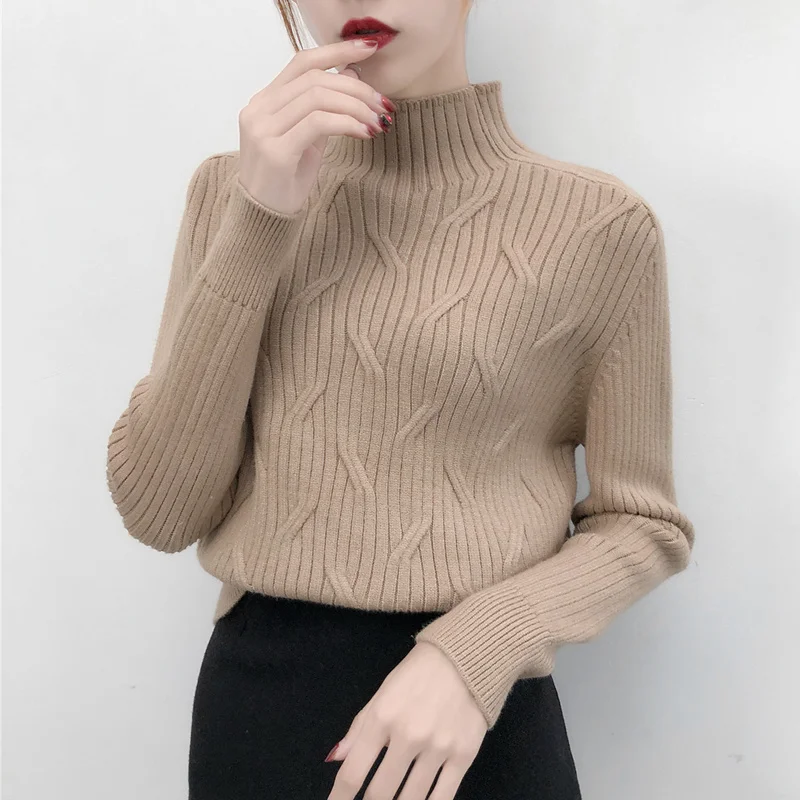 

2019 New Autumn Winter Turtleneck Twist Female Pullovers and Sweaters Lazy Style Long Sleeve Women Knitted Sweaters Sueter Mujer