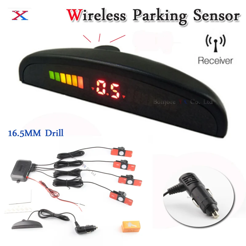 Wireless Car Parking Sensor 4 Radars 16.5MM Original Sensor Display