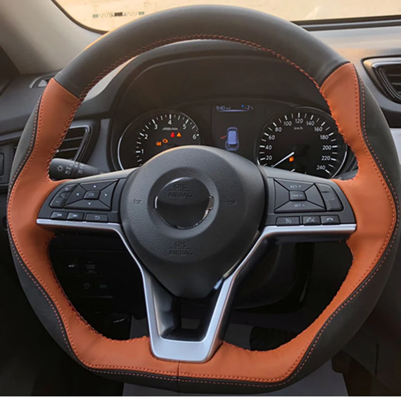 Верхний слой кожи+ микро волокна кожи ручной работы Швейные рулевое колесо Чехлы защиты для Nissan X-TRAIL ударов