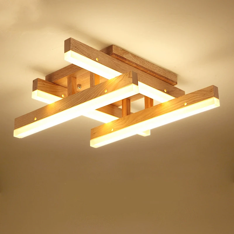

JAXLONG Modern Wood LED Ceiling Light Indoor Living Room LED Light Ceiling for Bedroom Lighting Ceiling Luminaire Home Decor