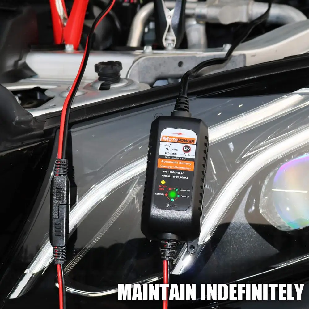 MOTOPOWER MP00205A 12 V 800mA Автоматический Смарт мотицикл зарядное устройство для автомобиля, RV, ATV, лодки MOTOPOWER MP00205A 12 V 800mA Автоматический Смарт мотицикл зарядное устройство для автомобиля, RV, ATV, лодки