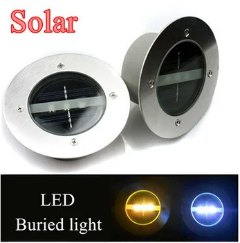 

Bright 3LED Outdoor Solar Ground Lamp New LED Garden lawn light steel + Tempered glass Solar Powered Led Underground Lights