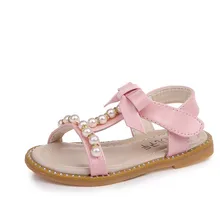 Новые детские сандалии летние Принцесса Жемчуг Студенческая обувь Девочки Сандалии Детская пляжная обувь