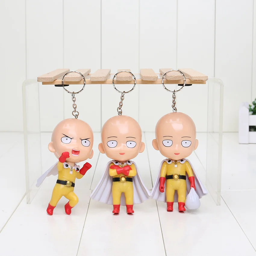 3 шт./компл. 10 см аниме ONE PUNCH MAN фигурку Nendoroid Сайтама Цифры брелок ONE PUNCH-MAN/Сайтама модель игрушки - Цвет: with keyring