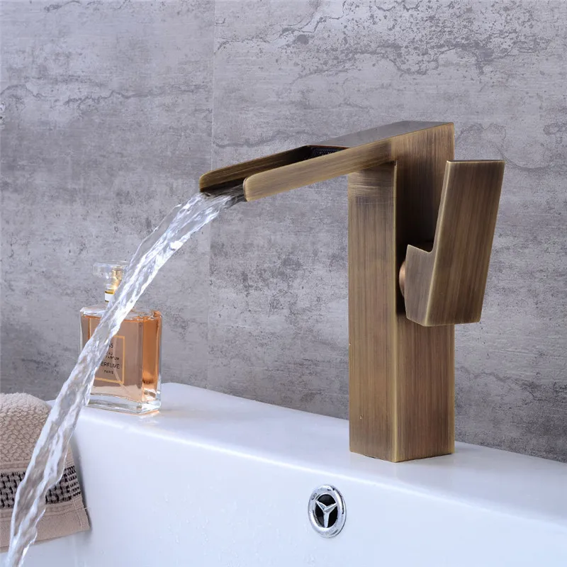 

Free shipping Antique painting Waterfall faucet Single hole single handle basin Faucet,wholesale and retail , mixer tap