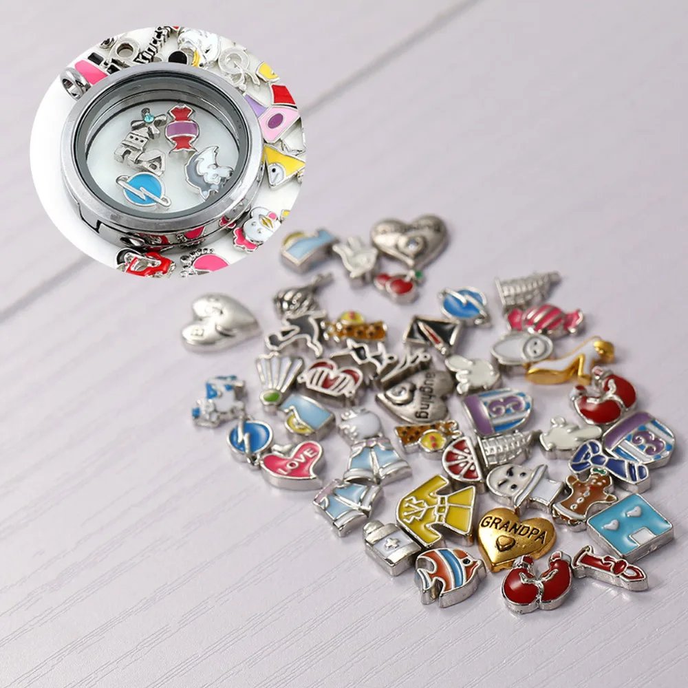 

DoreenBeads Zinc Based Alloy Charms For Glass Locket Enamel At Random Rhinestone embellishment finding 13mm x10mm-7mm x4mm,5 PCs