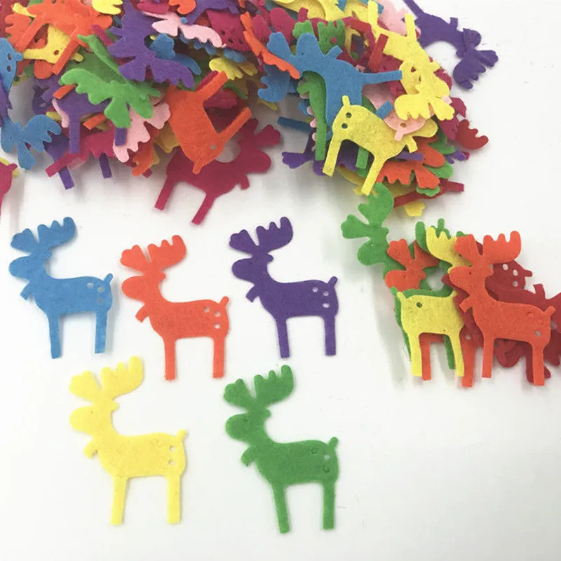

DIY 200X Mixed Colors Christmas deer Felt Appliques decoration Christmas craft 4cm