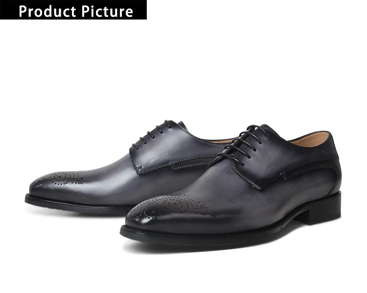 VIKEDUO броги кожаные туфли черный серый патина Свадебные офисные туфли мужские Дерби Формальные модельные туфли повседневные мужские туфли
